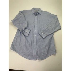 Brooks Brothers Dress Shirt Mens 16.5 - 33 Blue Plaid Oxford Regent Button Up
